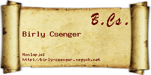 Birly Csenger névjegykártya
